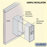 Surface Mounted 4C Horizontal Mailbox Unit - 11 Door High - Single Column - Front Loading - Private Access