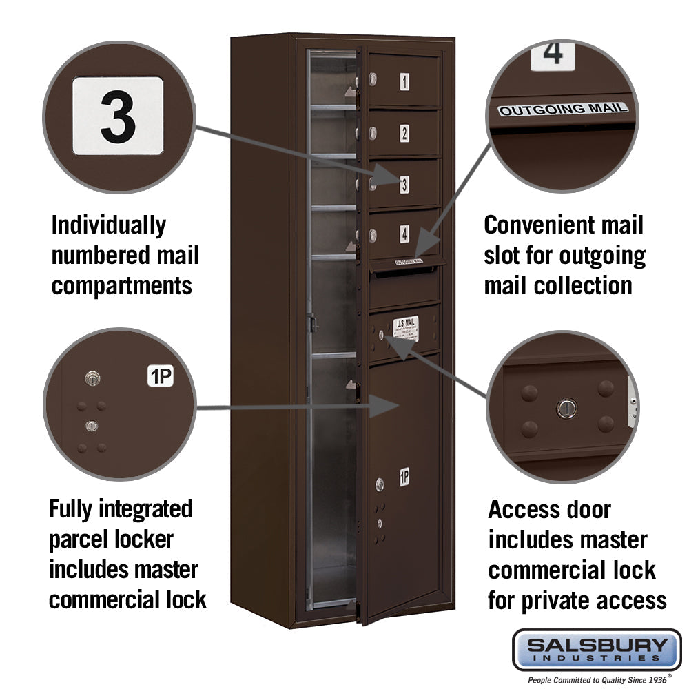 11-Door High Surface Mounted Mailbox with Parcel Locker in Bronze