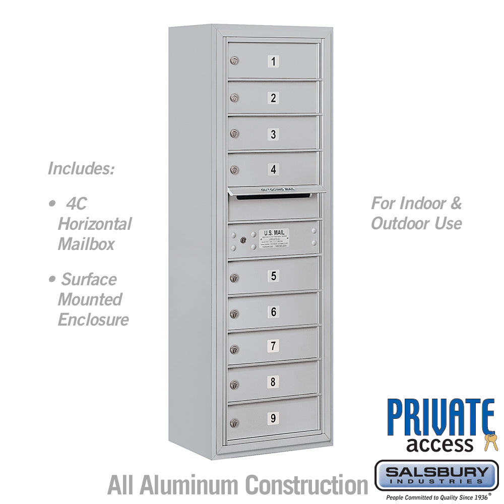 11 Door High Surface Mounted 4C Horizontal Mailbox with Private Access