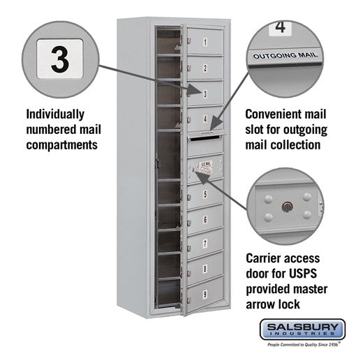 11-Door High Surface Mounted 4C Horizontal Mailbox with USPS Access