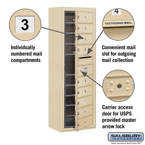 11 Door High Surface Mounted 4C Horizontal Mailbox with USPS Access
