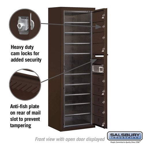 11-Door High Surface Mounted Bronze Mailbox with USPS Access