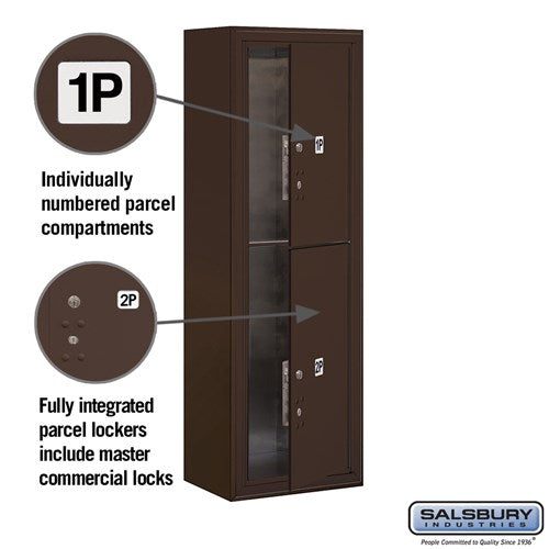 11-Door High Surface Mounted Parcel Locker with 2 Parcel Lockers in Bronze