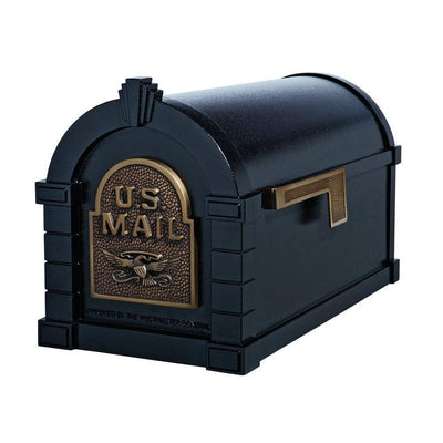 Keystone Series Aluminum Post-Mount Mailbox Black with Antique Bronze - Super Arbor