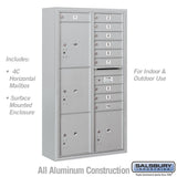 Salsbury Surface-Mounted 4C Horizontal Mailbox Unit, Maximum Height, Single Column, Black, Front Loading, USPS Access