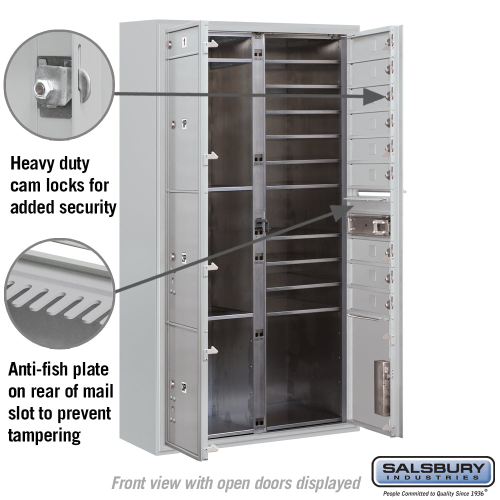 Salsbury Surface-Mounted 4C Horizontal Mailbox Unit, Maximum Height, Single Column, Black, Front Loading, USPS Access