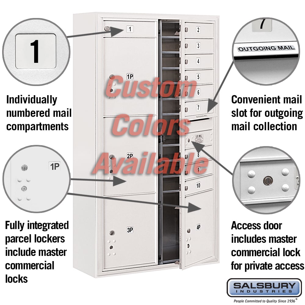 Surface Mounted 4C Horizontal Mailbox Unit - Double Column, Custom Color, Front Loading