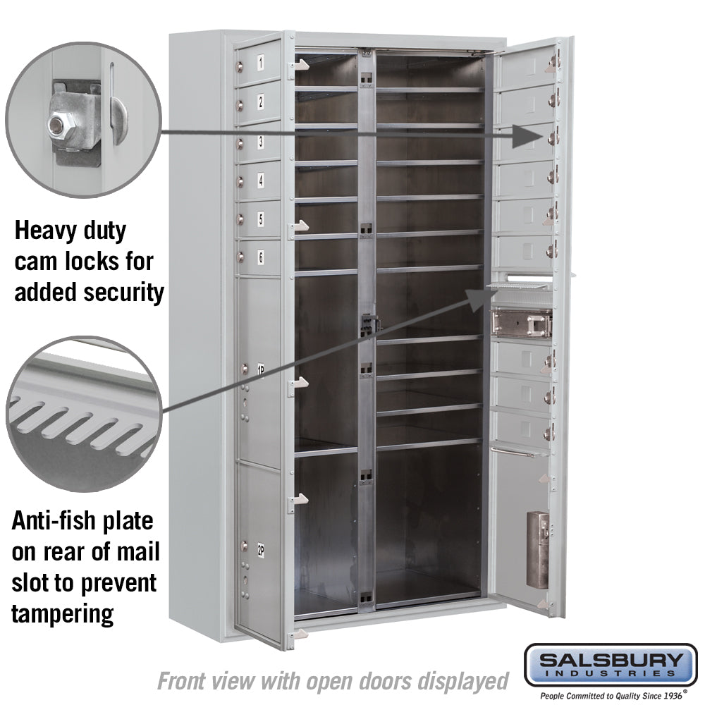 Maximum Height Surface Mounted 4C Horizontal Mailbox with 15 Doors and 3 Parcel Lockers