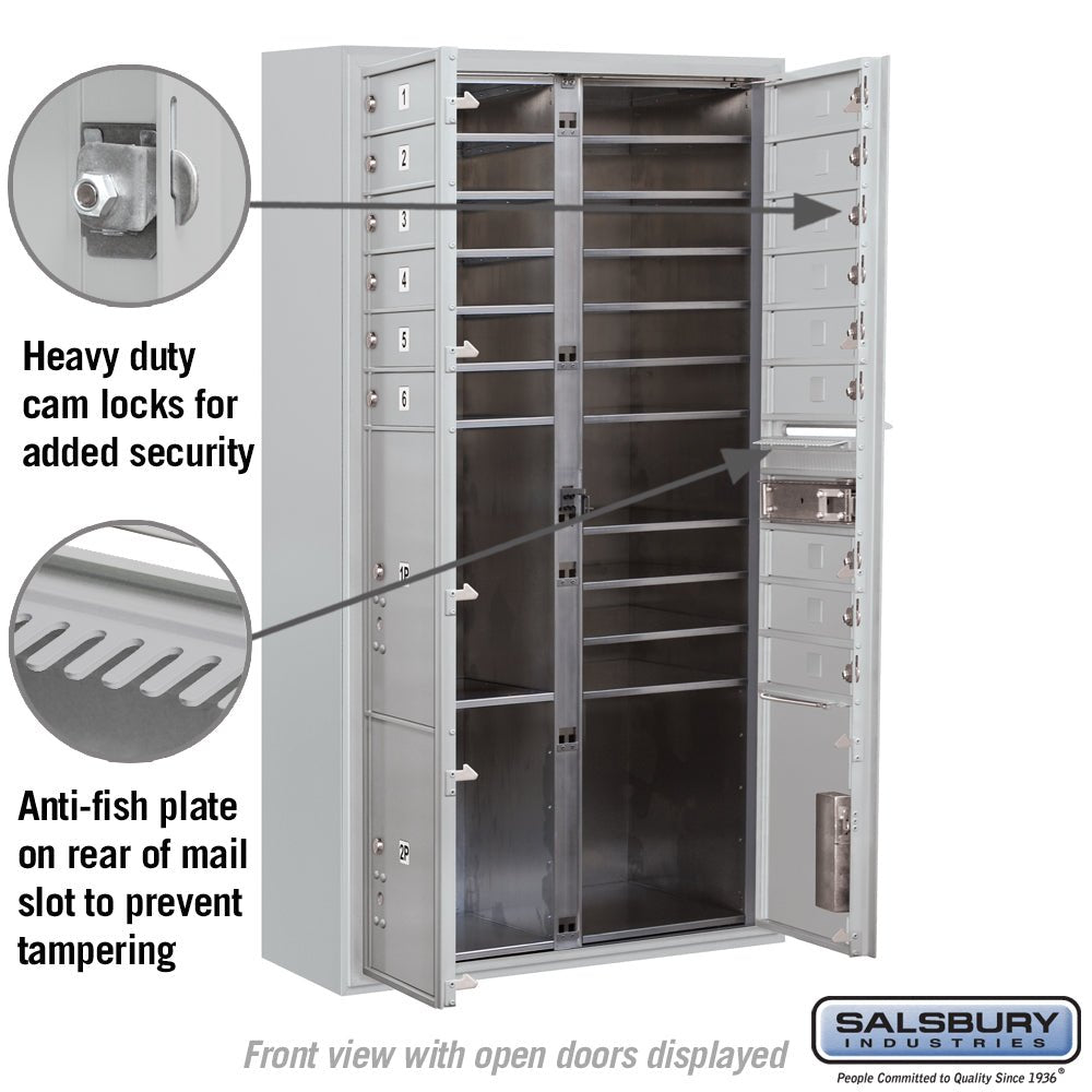 Maximum Height Surface Mounted 4C Horizontal Mailbox with 15 Doors and 3 Parcel Lockers