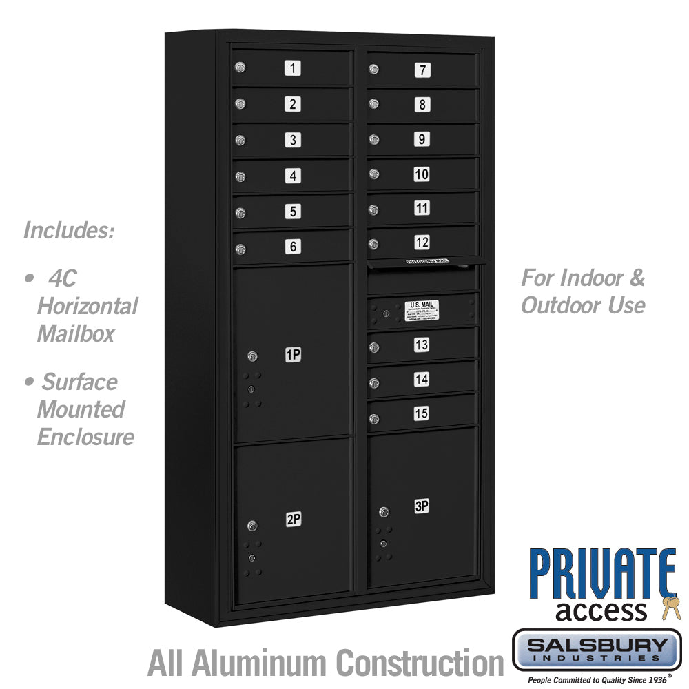 Maximum Height Surface Mounted Parcel Locker with 8 Compartments in Black
