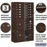 Maximum Height Surface Mounted 4C Horizontal Mailbox with Parcel Lockers in Bronze