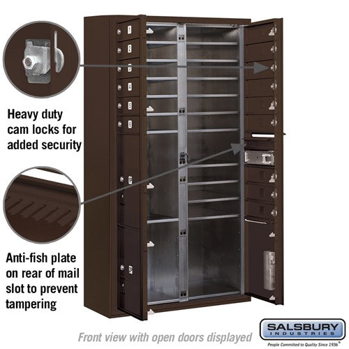 Maximum Height Surface Mounted 4C Horizontal Mailbox with Parcel Lockers in Bronze