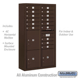 Maximum Height Surface Mounted 4C Horizontal Mailbox with Parcel Lockers in Bronze