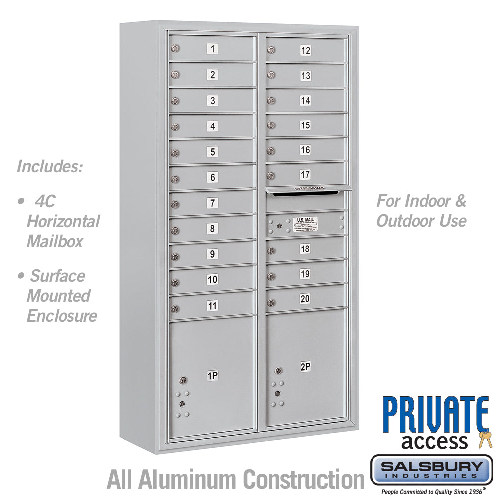 Maximum Height Surface Mounted 4C Horizontal Mailbox with 14 Doors for Private Access