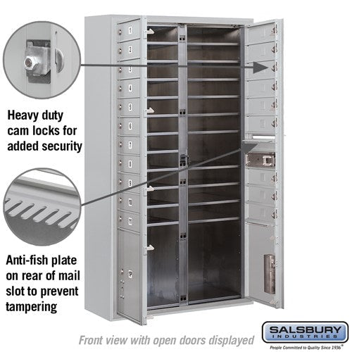 Maximum Height Surface Mounted 4C Horizontal Mailbox with 20 Doors and 2 Parcel Lockers
