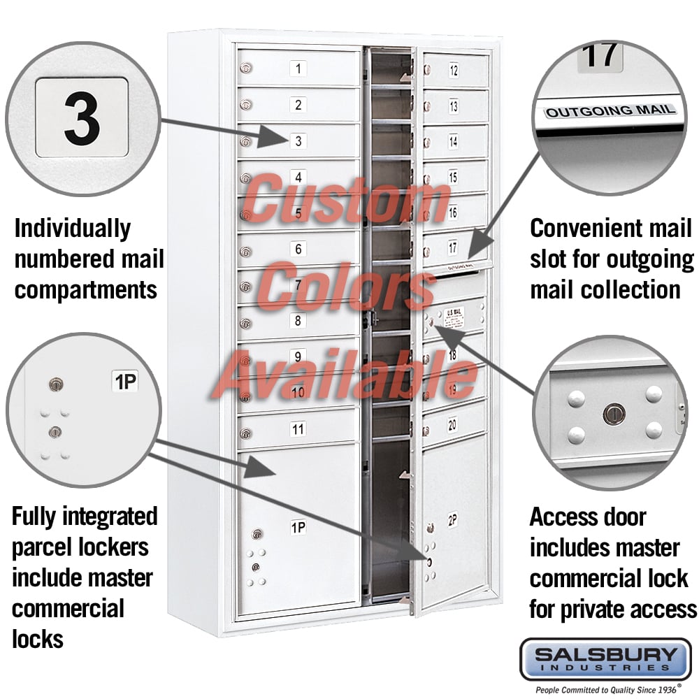 Surface Mounted 4C Horizontal Mailbox Unit with Customizable Options