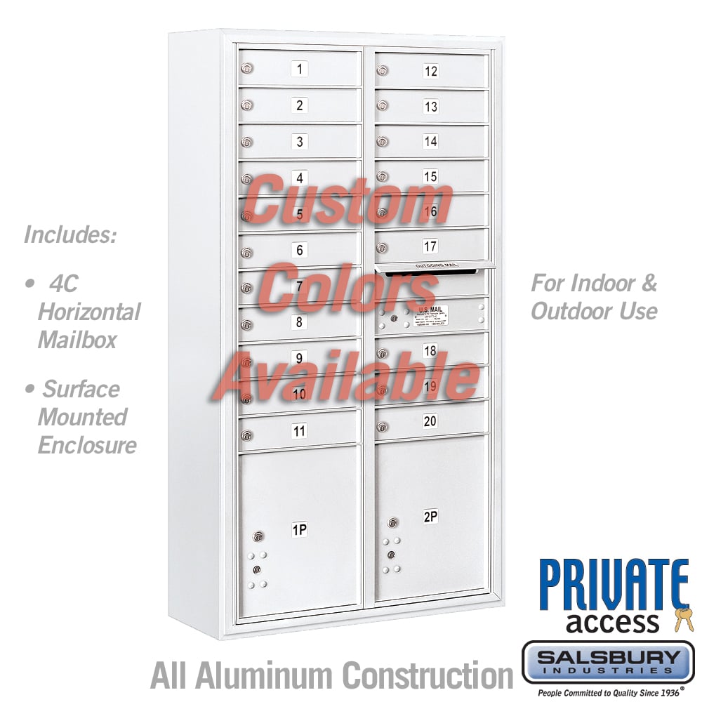 Surface Mounted 4C Horizontal Mailbox Unit with Customizable Options