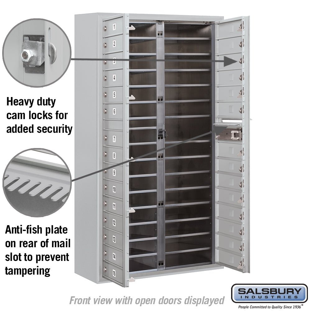 Maximum Height Surface Mounted 4C Horizontal Mailbox with 29 Doors in Aluminum