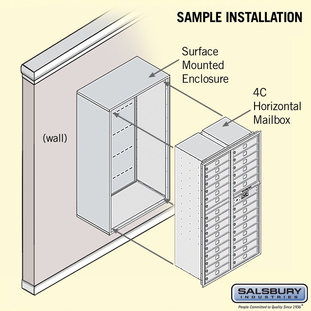 Maximum Height Surface Mounted 4C Horizontal Mailbox with 29 Doors in Aluminum
