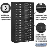 Maximum Height Surface Mounted 4C Horizontal Mailbox with 29 Doors in Black with Private Access