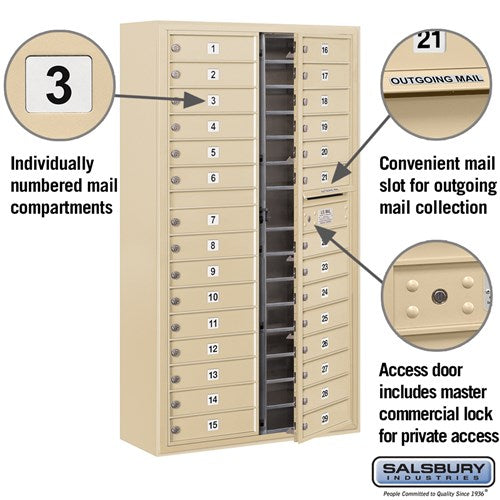 Maximum Height Surface Mounted 4C Horizontal Mailbox with 29 Doors in Aluminum