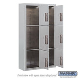 Maximum Height Surface Mounted 4C Horizontal Mailbox with 6 Doors and 2 Parcel Lockers in Aluminum with USPS Access