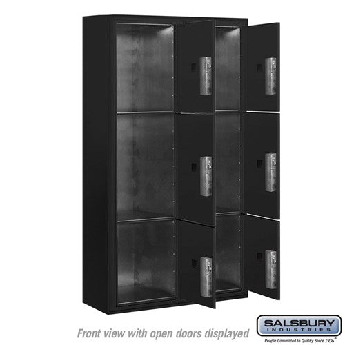 Maximum Height Surface Mounted 4C Horizontal Parcel Locker with 6 Compartments in Black