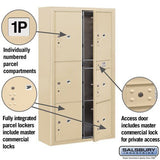 Maximum Height Surface Mounted 4C Horizontal Parcel Locker with 6 Parcel Compartments in Sandstone