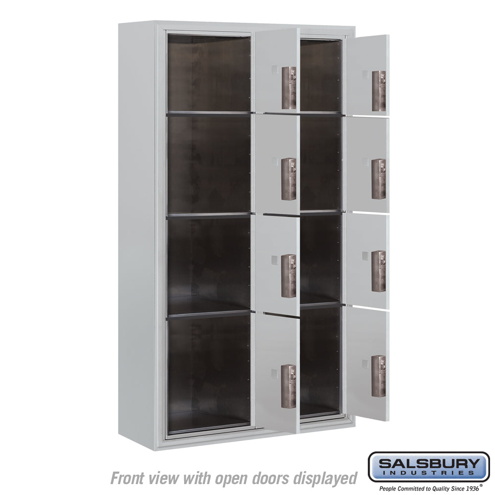 Maximum Height Surface Mounted 4C Horizontal Parcel Locker with 8 Parcel Lockers in Aluminum with USPS Access