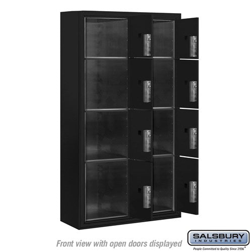 Maximum Height Surface Mounted 4C Horizontal Parcel Locker with 8 Parcel Lockers in Black with USPS Access
