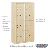 Maximum Height Surface Mounted 4C Horizontal Parcel Locker with 8 Compartments in Sandstone