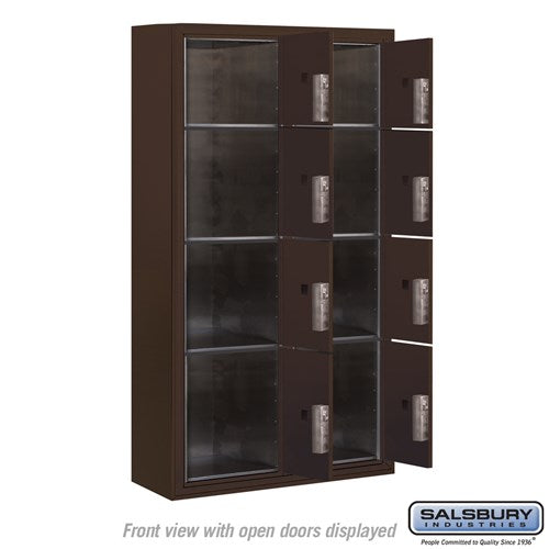 Maximum Height Surface Mounted 4C Horizontal Parcel Locker with 8 Compartments in Bronze