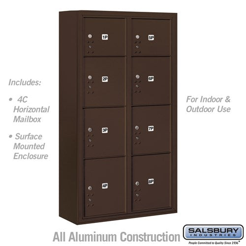 Salsbury 3700 Series 8-Parcel Locker, Recessed Mount, USPS STD-4C Approved