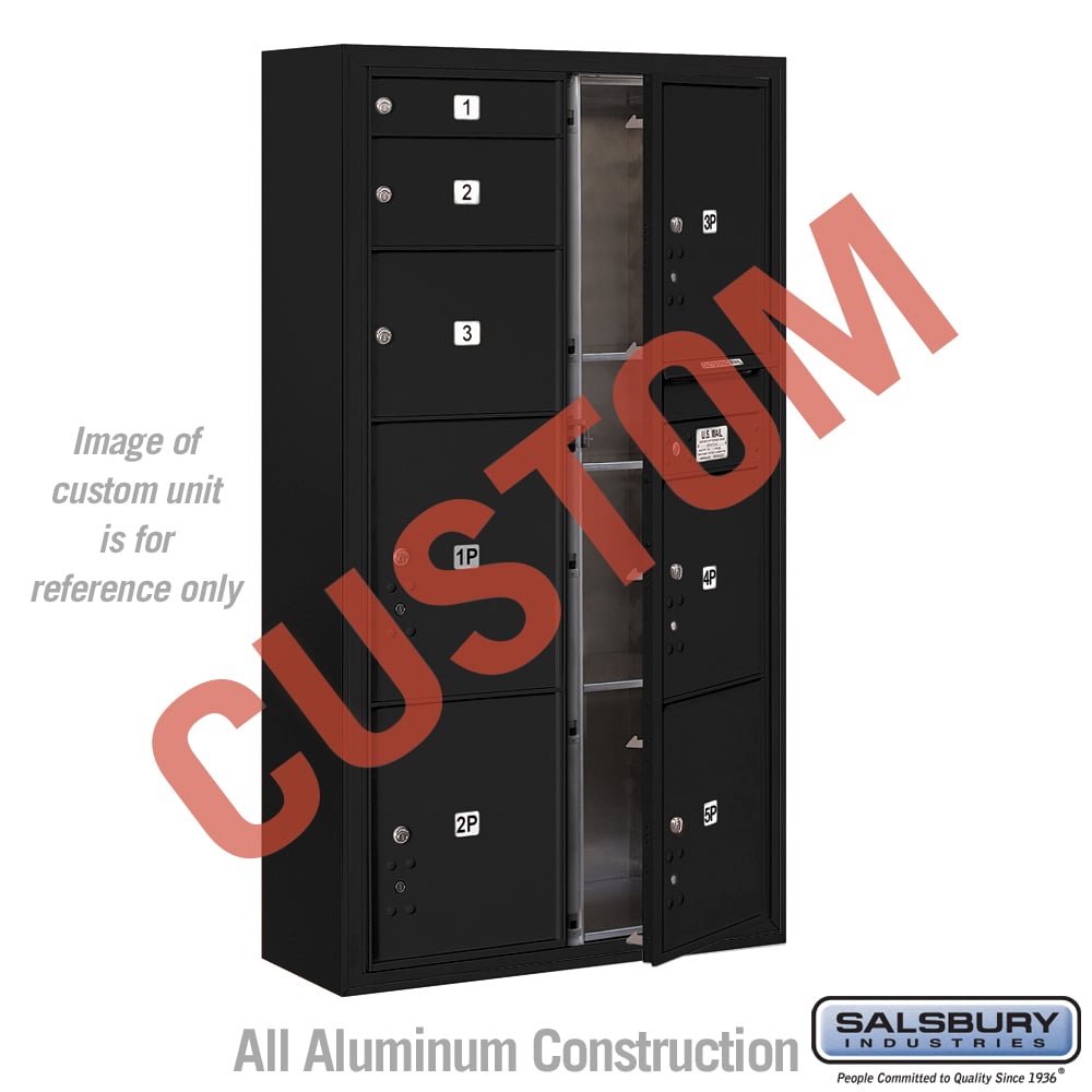 Surface Mounted 4C Horizontal Mailbox Unit - Double Column - Black - Front Loading - USPS Access