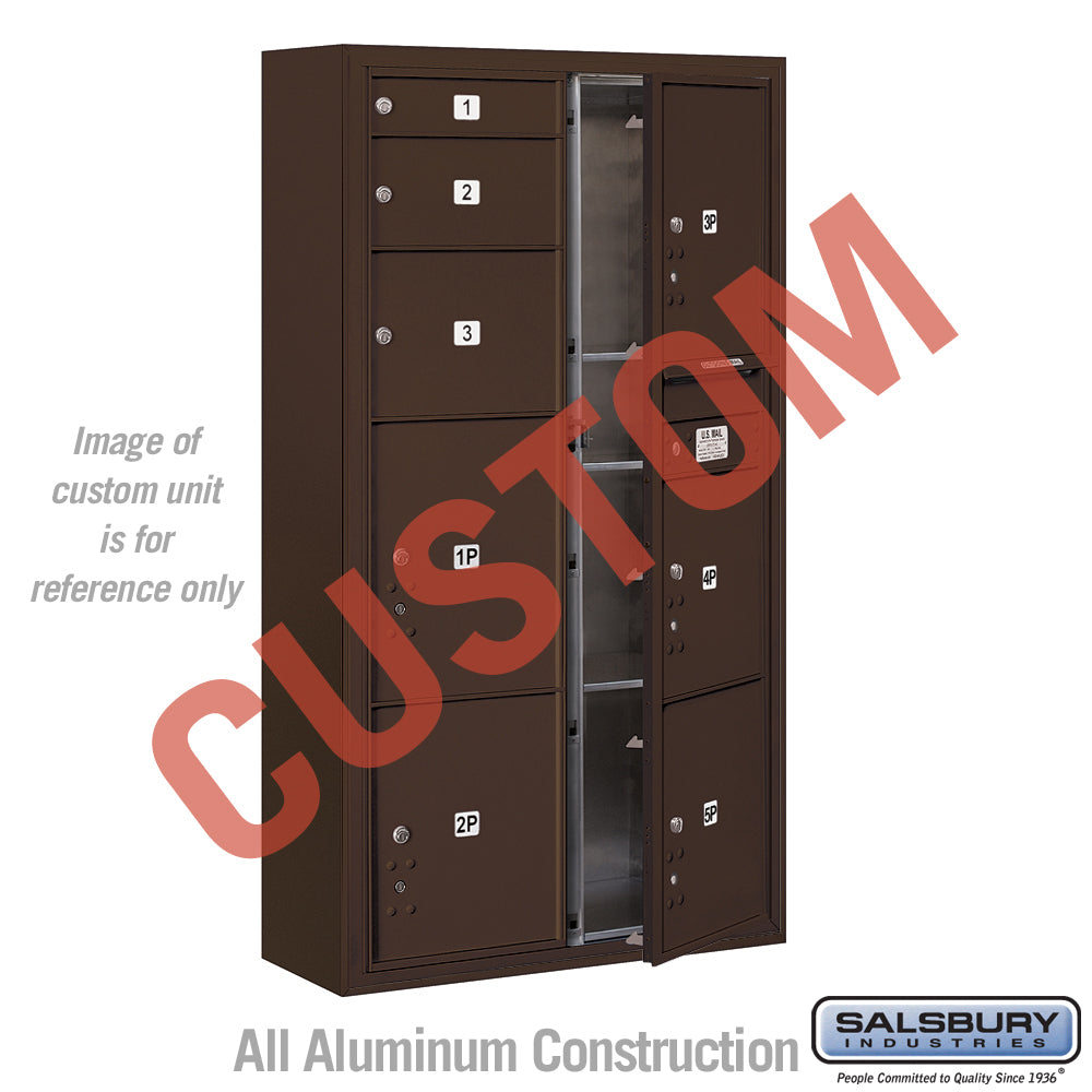 Surface Mounted 4C Horizontal Mailbox Unit - Double Column - Bronze - Front Loading - USPS Access
