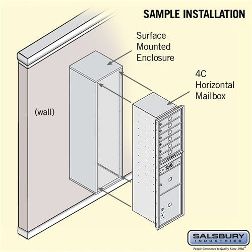 6 Door High Surface Mounted 4C Horizontal Mailbox with Parcel Locker in Aluminum
