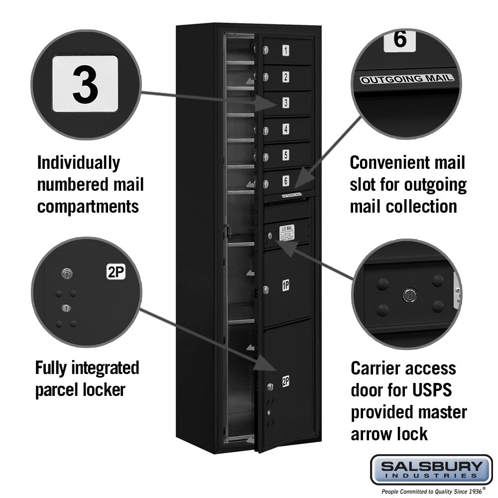 10-Door Surface Mounted Mailbox with Parcel Lockers and USPS Access