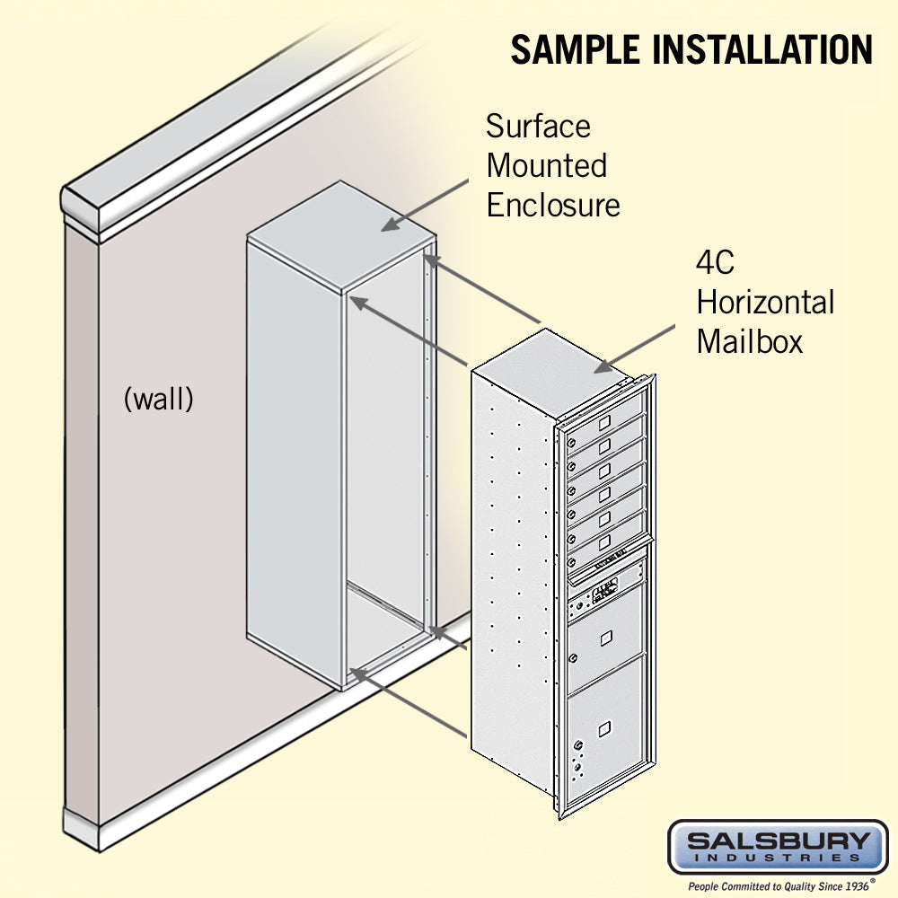Maximum Height Surface Mounted 4C Horizontal Parcel Locker with 6 Parcel Compartments in Sandstone