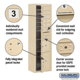 6 Door High Surface Mounted 4C Horizontal Mailbox with Parcel Locker in Sandstone
