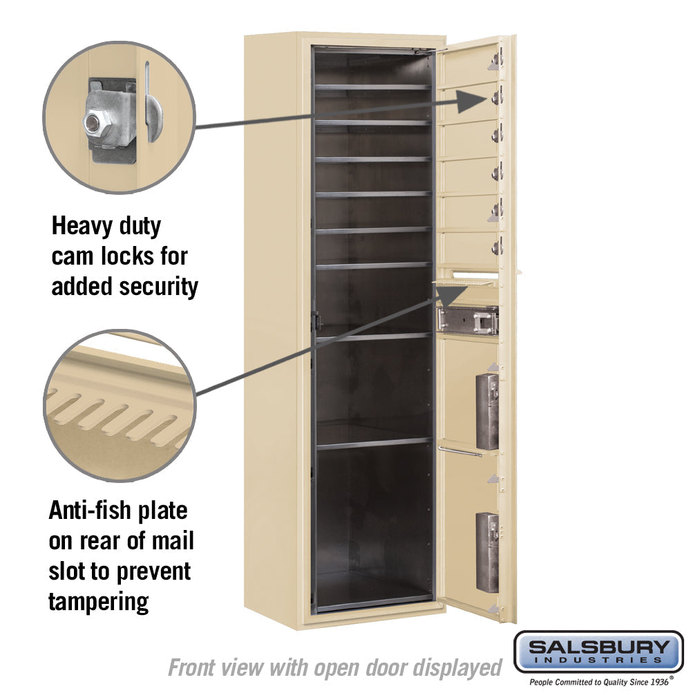 6 Door High Surface Mounted 4C Horizontal Mailbox with Parcel Locker in Sandstone