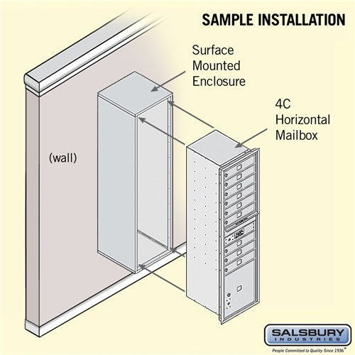 Maximum Height Surface Mounted 4C Horizontal Mailbox with 9 Doors and Parcel Locker