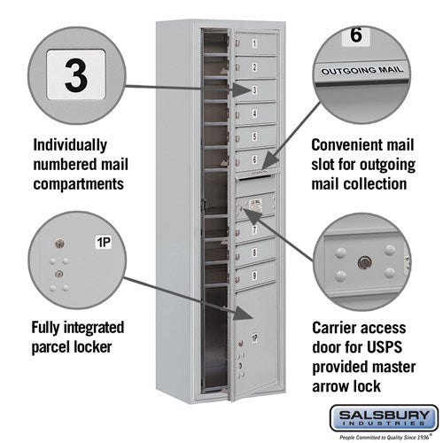 Maximum Height Surface Mounted 4C Horizontal Mailbox with Parcel Lockers