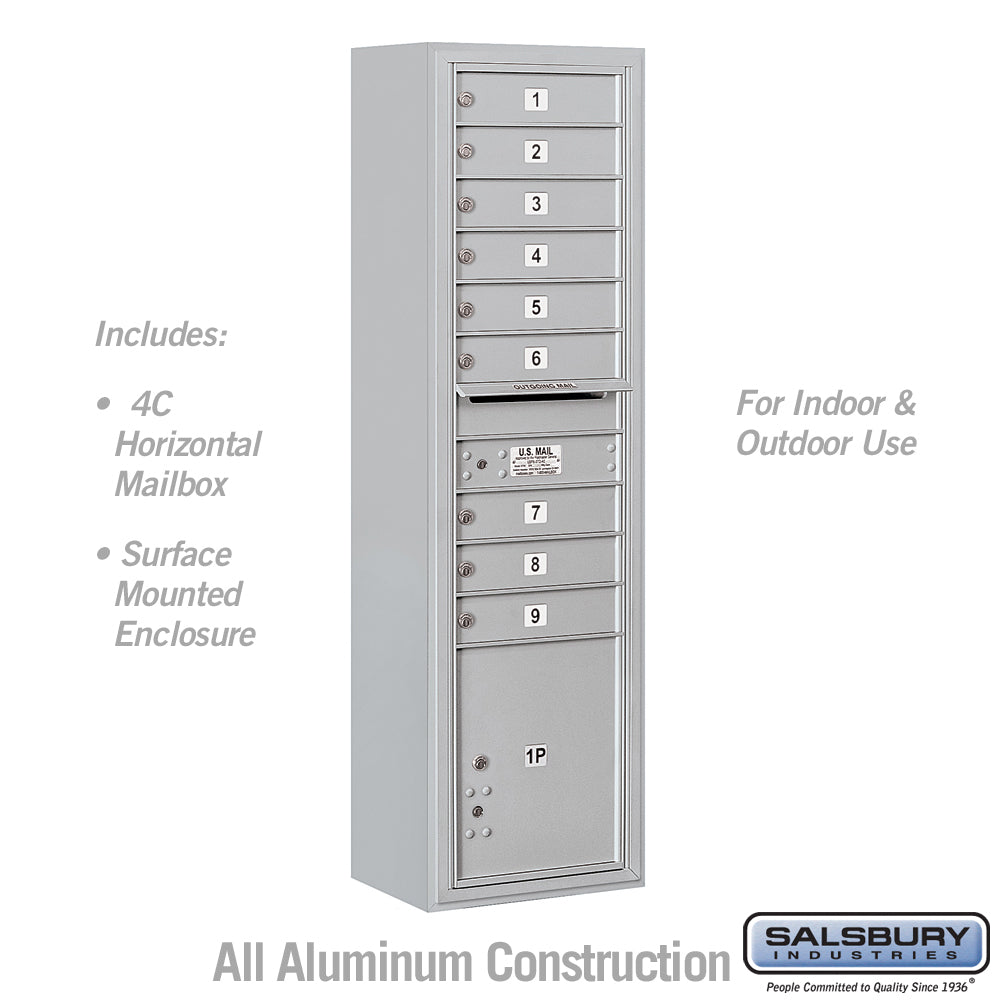 Maximum Height Surface Mounted 4C Horizontal Mailbox with Parcel Lockers