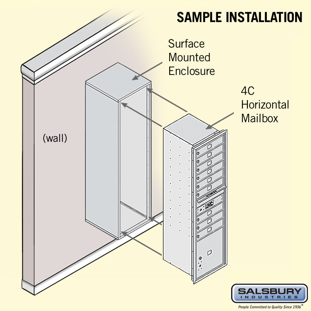 Maximum Height Surface Mounted 4C Horizontal Mailbox with Parcel Locker in Bronze