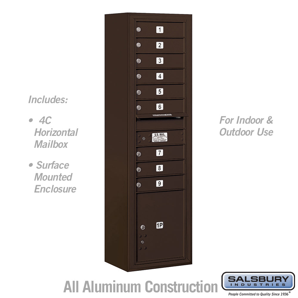 Maximum Height Surface Mounted 4C Horizontal Parcel Locker with 8 Compartments in Bronze