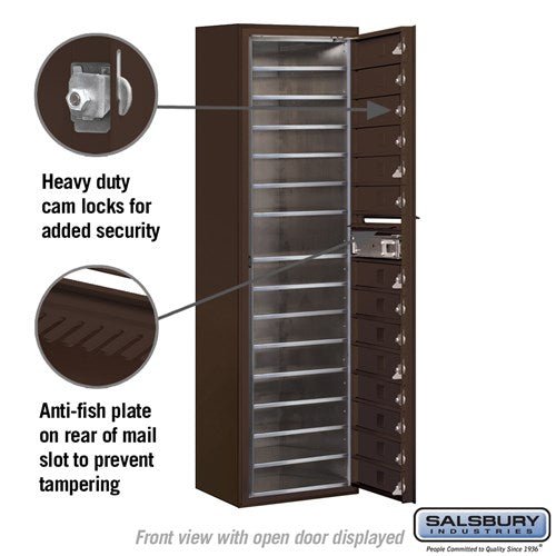 Maximum Height Surface Mounted 4C Horizontal Mailbox with 14 Doors in Bronze with Private Access