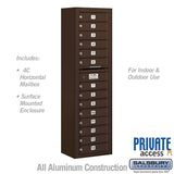 Maximum Height Surface Mounted 4C Horizontal Mailbox with 14 Doors in Bronze with Private Access