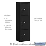 Maximum Height Surface Mounted 4C Horizontal Parcel Locker with 3 Parcel Lockers in Black with USPS Access