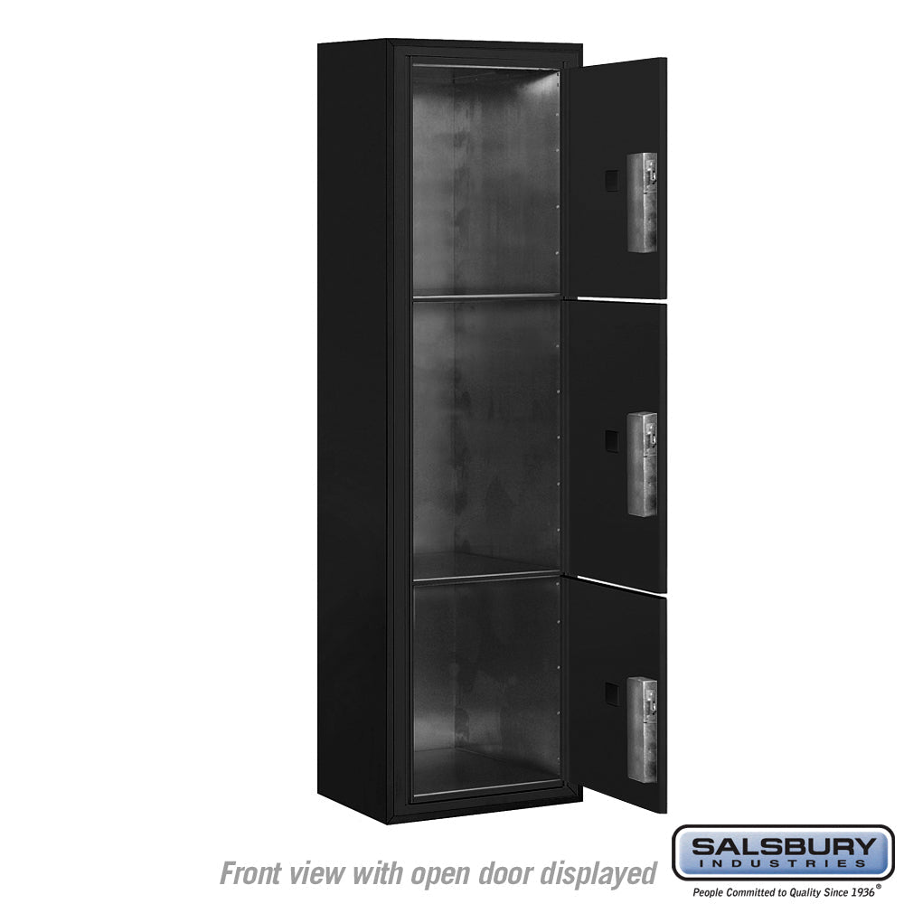 Maximum Height Surface Mounted 4C Horizontal Parcel Locker with 3 Parcel Lockers in Black with USPS Access