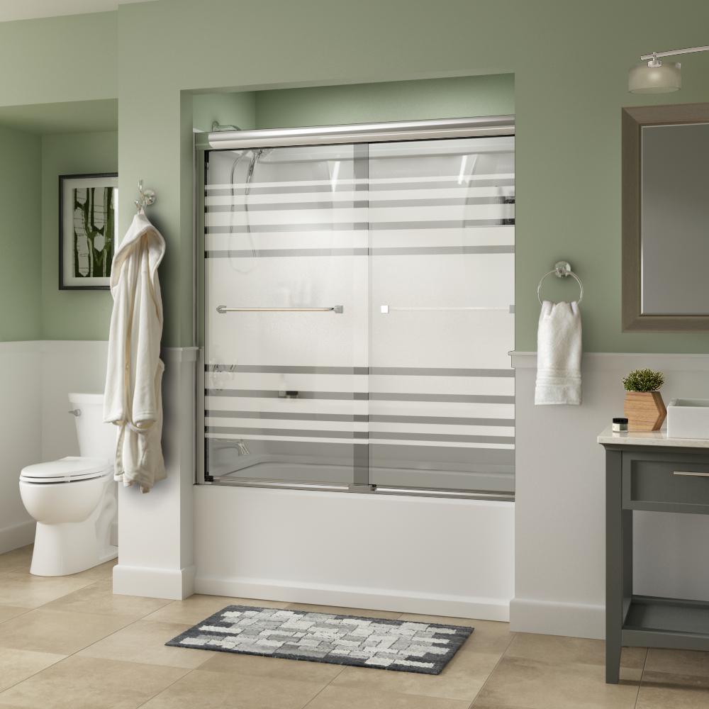 Everly 60 in. x 58-1/8 in. Traditional Semi-Frameless Sliding Bathtub Door in Bronze and 1/4 in. (6mm) Rain Glass - Super Arbor